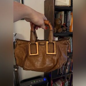 Chloe Ethel Mini crossbody satchel bag in tan brown